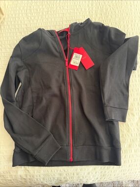 HUGO Black Zip-Up Jacket with Red Zipper small men’s